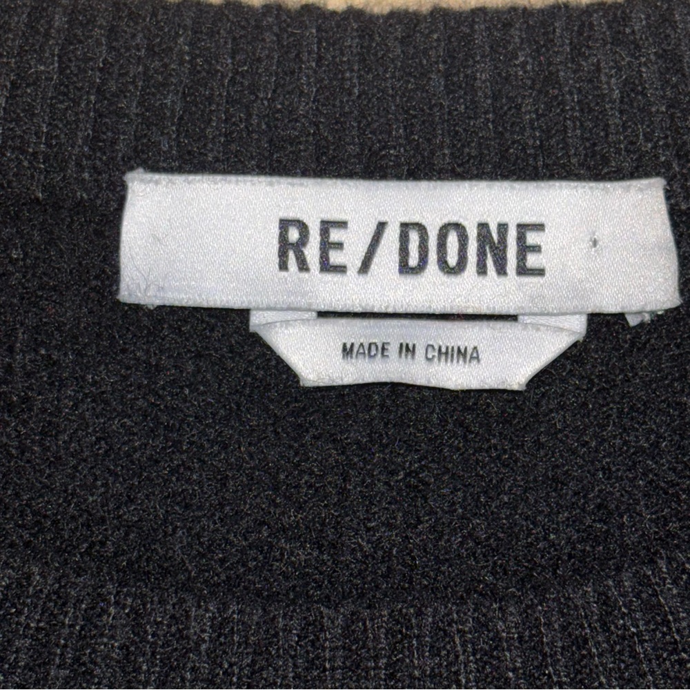RE/DONE 100% Cashmere Crewneck Long Sleeve Top Black Small Natural Fiber Staple - Picture 4 of 14